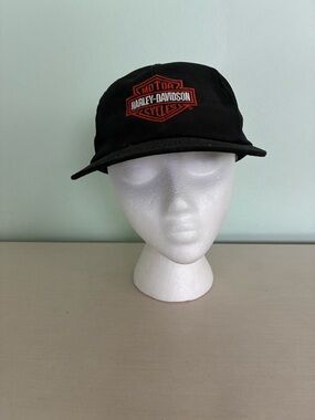 Harley-Davidson Black Cap with Orange Embroidered Shield HARLEY on back